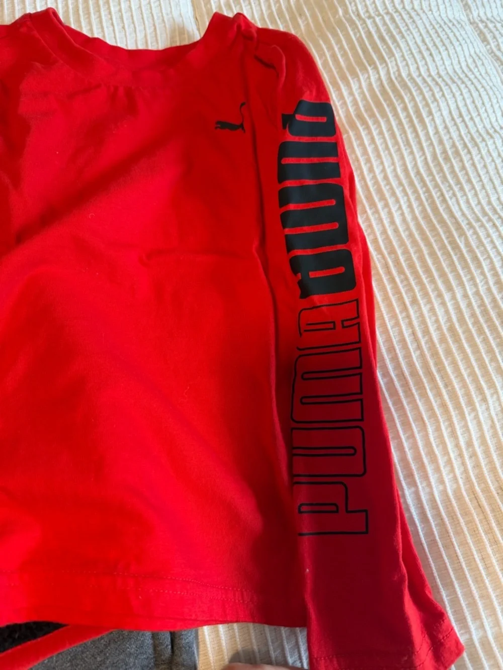 NWOT Puma Kids Black & Red Vest with Red Top and Gray Joggers - Picture 2 of 4